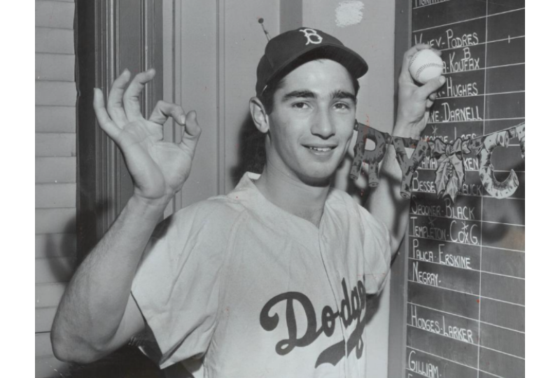 Lot Detail - Sandy Koufax Signed Vintage Style Brooklyn Dodgers